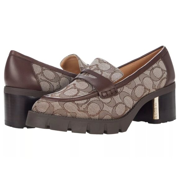Womens Coach Cora Loafer Signature Logo Oak/Maple Jacquard 8.5 B (M) NEW NIB